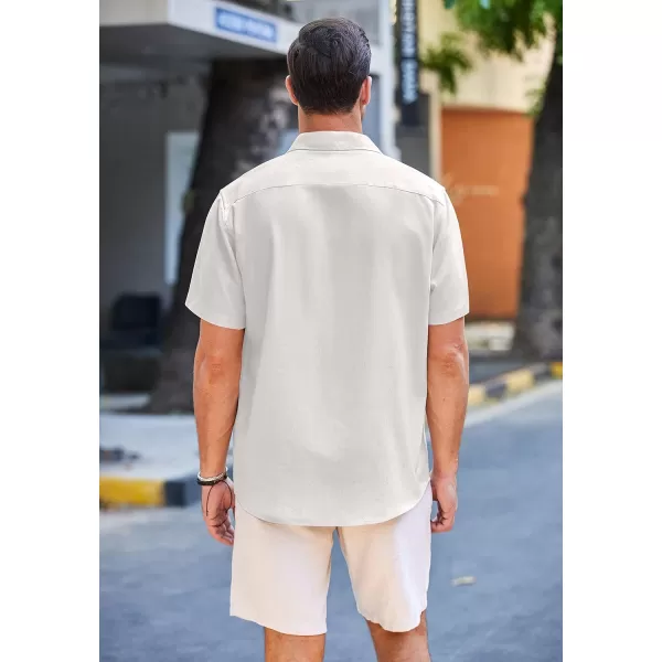 COOFANDY Men's Casual Linen Shirts Short Sleeve Button Down Shirt Summer Beach Tops