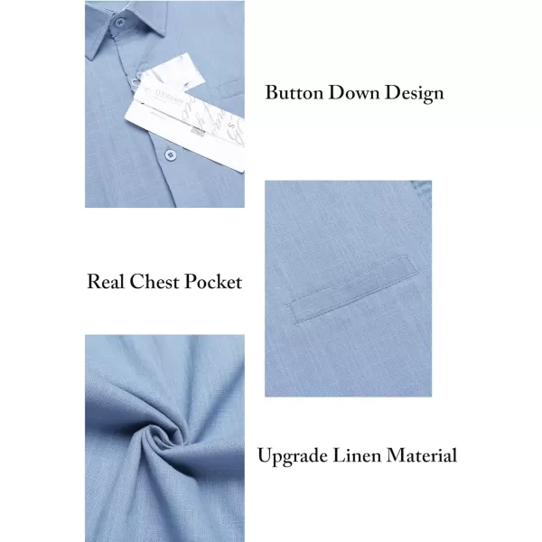 COOFANDY Men's Casual Linen Shirts Short Sleeve Button Down Shirt Summer Beach Tops