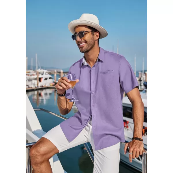COOFANDY Men's Casual Linen Shirts Short Sleeve Button Down Shirt Summer Beach Tops