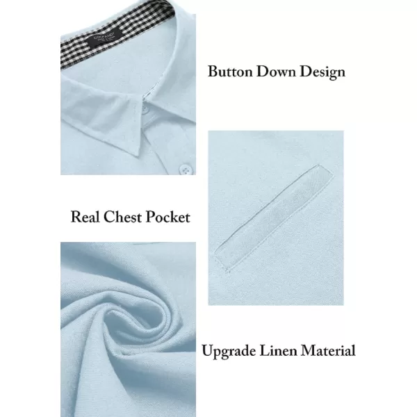 COOFANDY Men's Casual Linen Shirts Short Sleeve Button Down Shirt Summer Beach Tops