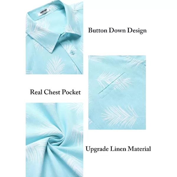 COOFANDY Men's Casual Linen Shirts Short Sleeve Button Down Shirt Summer Beach Tops