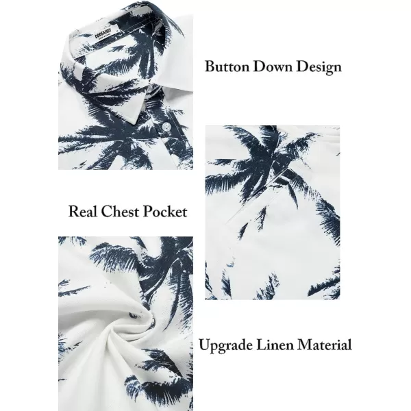 COOFANDY Men's Casual Linen Shirts Short Sleeve Button Down Shirt Summer Beach Tops