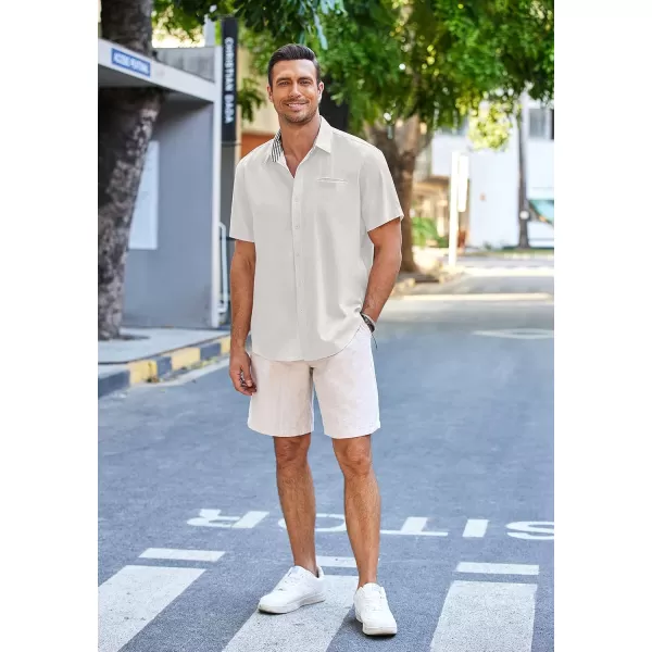 COOFANDY Men's Casual Linen Shirts Short Sleeve Button Down Shirt Summer Beach Tops