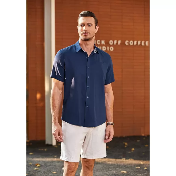 COOFANDY Men's Casual Linen Shirts Short Sleeve Button Down Shirt Summer Beach Tops