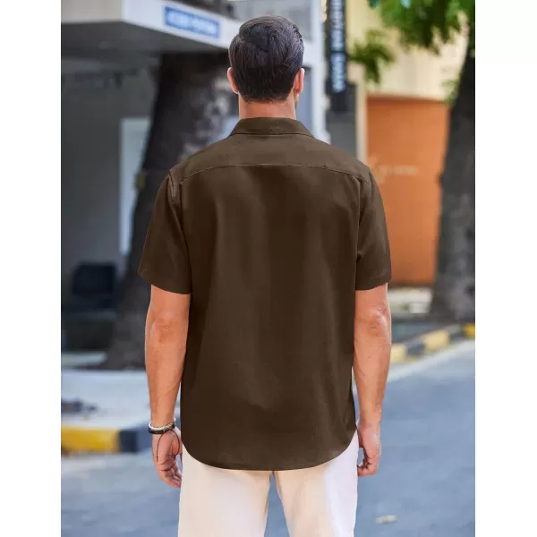 COOFANDY Men's Casual Linen Shirts Short Sleeve Button Down Shirt Summer Beach Tops