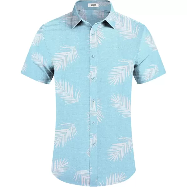 COOFANDY Men's Casual Linen Shirts Short Sleeve Button Down Shirt Summer Beach Tops