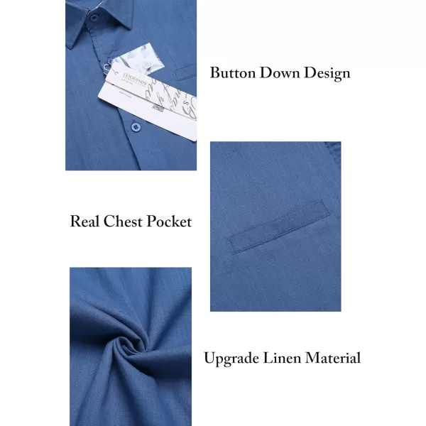 COOFANDY Men's Casual Linen Shirts Short Sleeve Button Down Shirt Summer Beach Tops