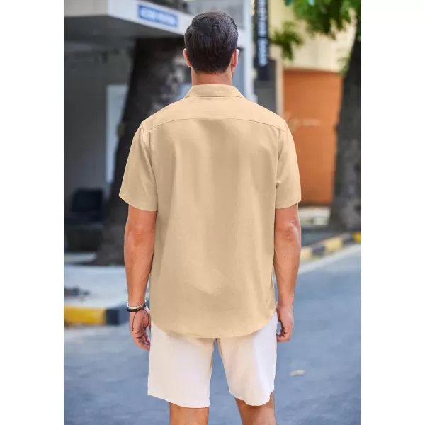COOFANDY Men's Casual Linen Shirts Short Sleeve Button Down Shirt Summer Beach Tops
