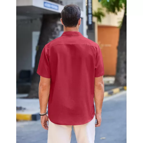 COOFANDY Men's Casual Linen Shirts Short Sleeve Button Down Shirt Summer Beach Tops