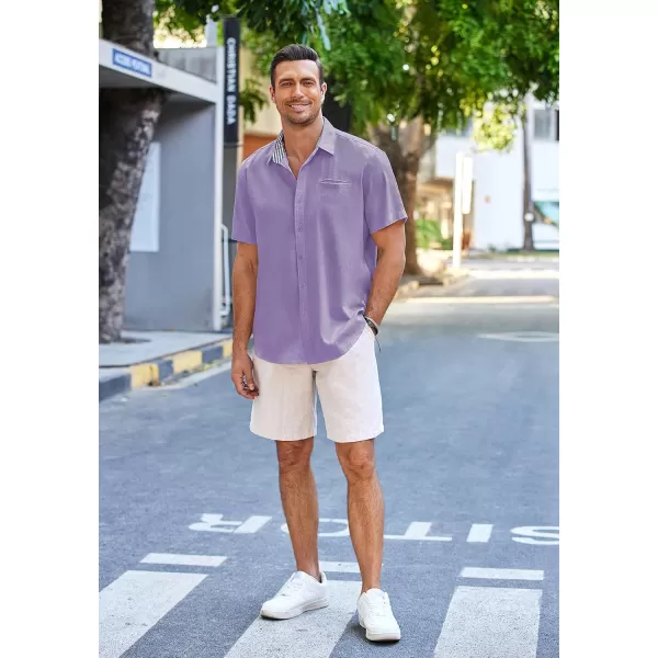 COOFANDY Men's Casual Linen Shirts Short Sleeve Button Down Shirt Summer Beach Tops