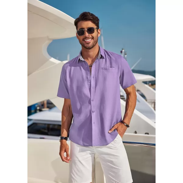 COOFANDY Men's Casual Linen Shirts Short Sleeve Button Down Shirt Summer Beach Tops