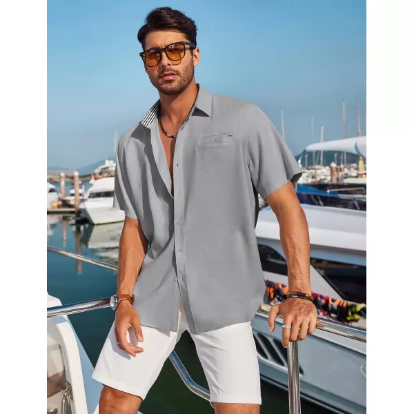 COOFANDY Men's Casual Linen Shirts Short Sleeve Button Down Shirt Summer Beach Tops