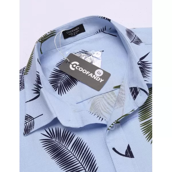 COOFANDY Men's Casual Linen Shirts Short Sleeve Button Down Shirt Summer Beach Tops