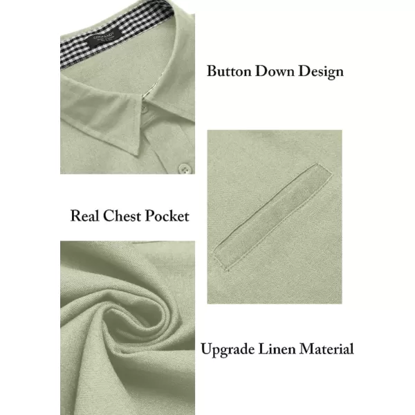 COOFANDY Men's Casual Linen Shirts Short Sleeve Button Down Shirt Summer Beach Tops