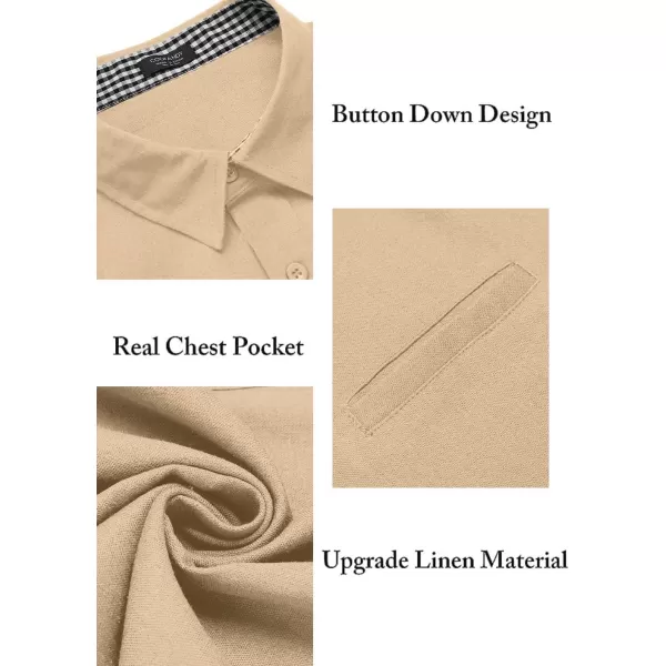 COOFANDY Men's Casual Linen Shirts Short Sleeve Button Down Shirt Summer Beach Tops