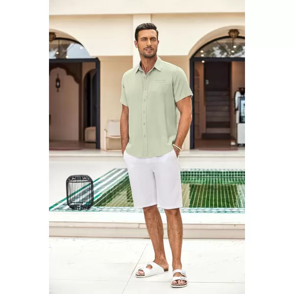 COOFANDY Men's Casual Linen Shirts Short Sleeve Button Down Shirt Summer Beach Tops