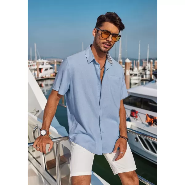 COOFANDY Men's Casual Linen Shirts Short Sleeve Button Down Shirt Summer Beach Tops