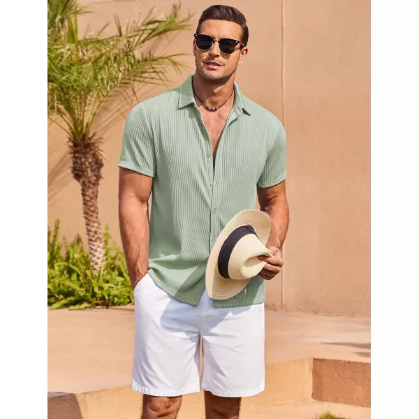 COOFANDY Men's Casual Shirts Short Sleeve Button Down Shirt for Men Wedding Beach Fashion Shirt