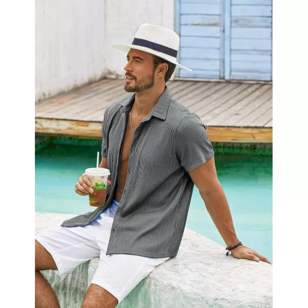 COOFANDY Men's Casual Shirts Short Sleeve Button Down Shirt for Men Wedding Beach Fashion Shirt