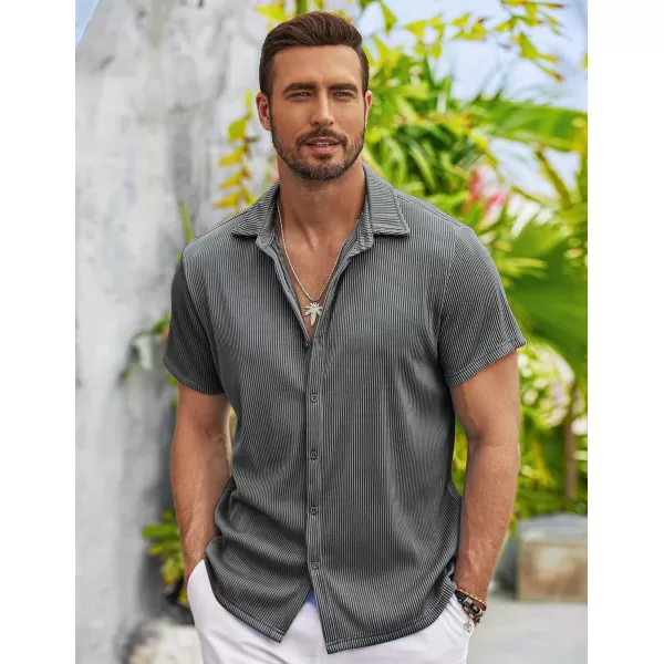 COOFANDY Men's Casual Shirts Short Sleeve Button Down Shirt for Men Wedding Beach Fashion Shirt