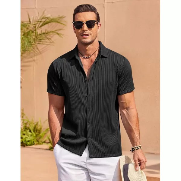 COOFANDY Men's Casual Shirts Short Sleeve Button Down Shirt for Men Wedding Beach Fashion Shirt