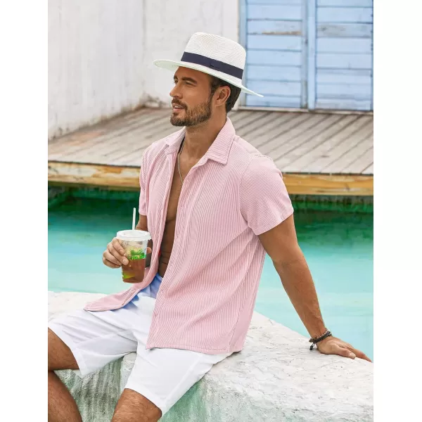 COOFANDY Men's Casual Shirts Short Sleeve Button Down Shirt for Men Wedding Beach Fashion Shirt