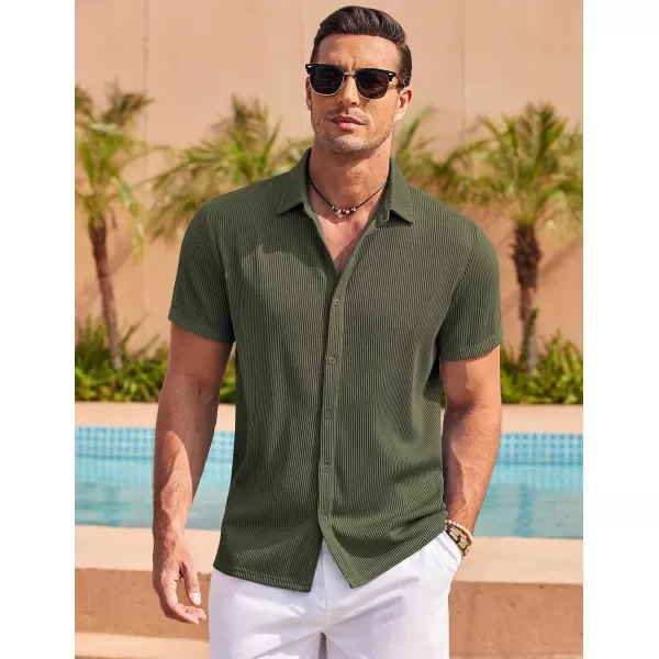 COOFANDY Men's Casual Shirts Short Sleeve Button Down Shirt for Men Wedding Beach Fashion Shirt