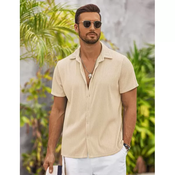 COOFANDY Men's Casual Shirts Short Sleeve Button Down Shirt for Men Wedding Beach Fashion Shirt