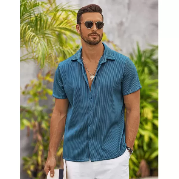 COOFANDY Men's Casual Shirts Short Sleeve Button Down Shirt for Men Wedding Beach Fashion Shirt