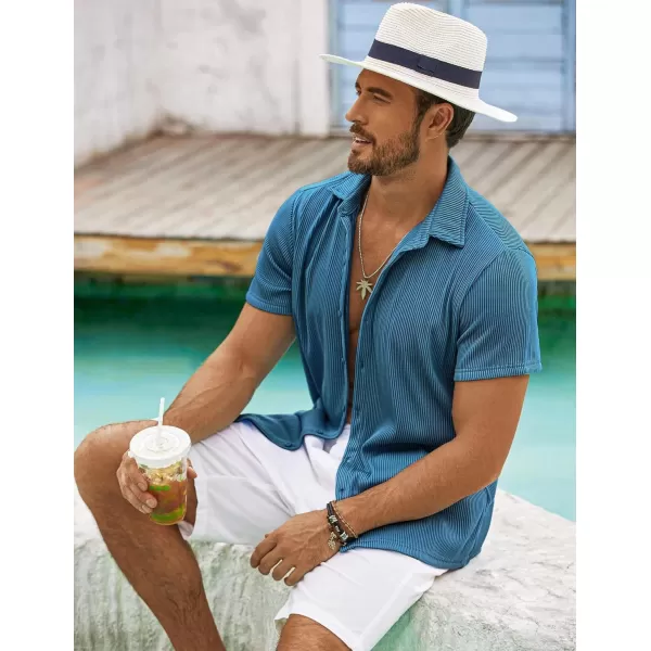 COOFANDY Men's Casual Shirts Short Sleeve Button Down Shirt for Men Wedding Beach Fashion Shirt