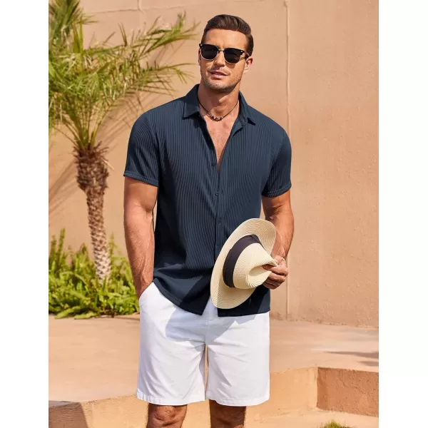 COOFANDY Men's Casual Shirts Short Sleeve Button Down Shirt for Men Wedding Beach Fashion Shirt