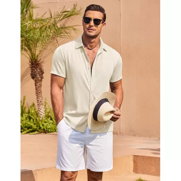 COOFANDY Men's Casual Shirts Short Sleeve Button Down Shirt for Men Wedding Beach Fashion Shirt