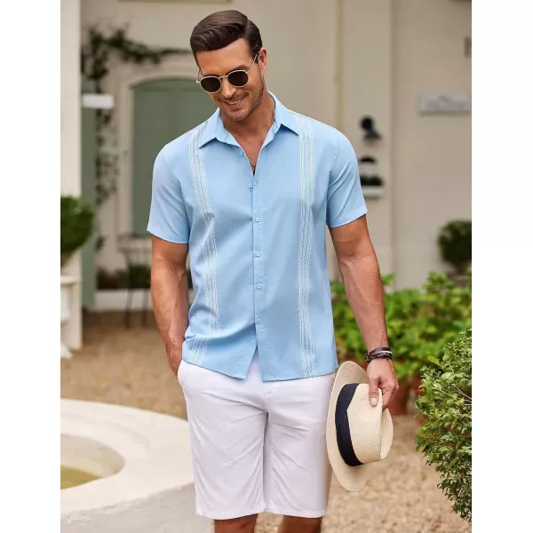COOFANDY Men's Cuban Guayabera Shirt Short Sleeve Button Down Shirts Casual Summer Beach Shirts