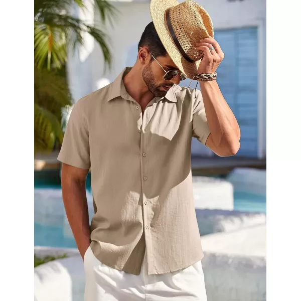 COOFANDY Men's Cuban Guayabera Shirt Short Sleeve Button Down Shirts Casual Summer Beach Shirts
