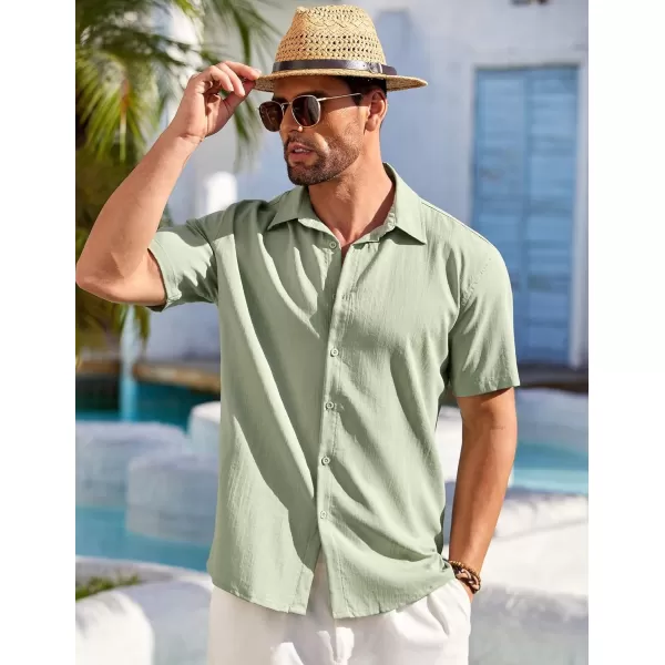 COOFANDY Men's Cuban Guayabera Shirt Short Sleeve Button Down Shirts Casual Summer Beach Shirts