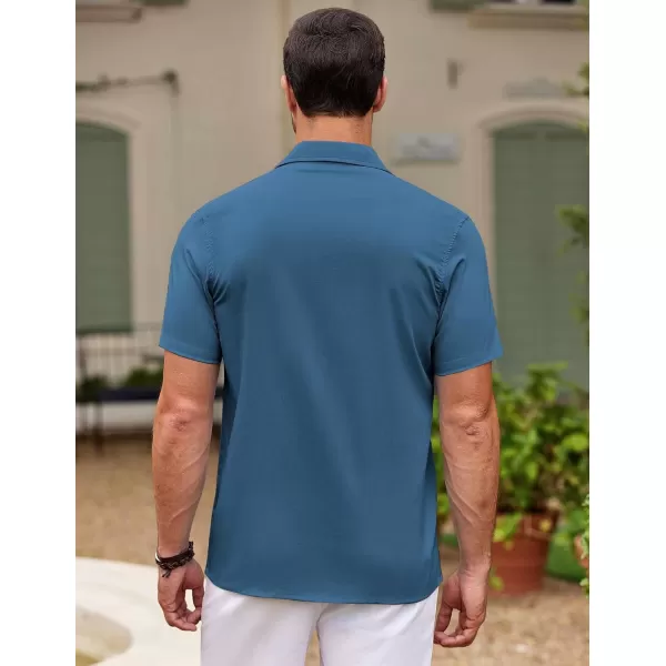 COOFANDY Men's Cuban Guayabera Shirt Short Sleeve Button Down Shirts Casual Summer Beach Shirts