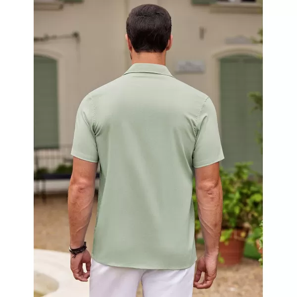 COOFANDY Men's Cuban Guayabera Shirt Short Sleeve Button Down Shirts Casual Summer Beach Shirts