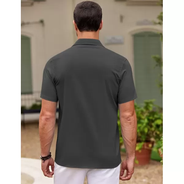 COOFANDY Men's Cuban Guayabera Shirt Short Sleeve Button Down Shirts Casual Summer Beach Shirts