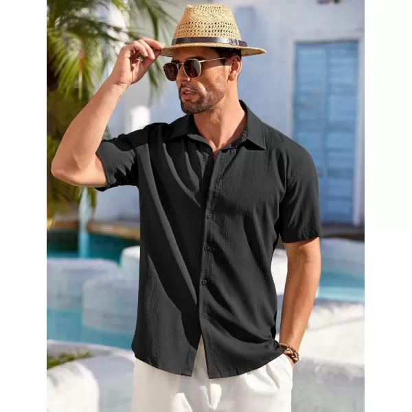 COOFANDY Men's Cuban Guayabera Shirt Short Sleeve Button Down Shirts Casual Summer Beach Shirts