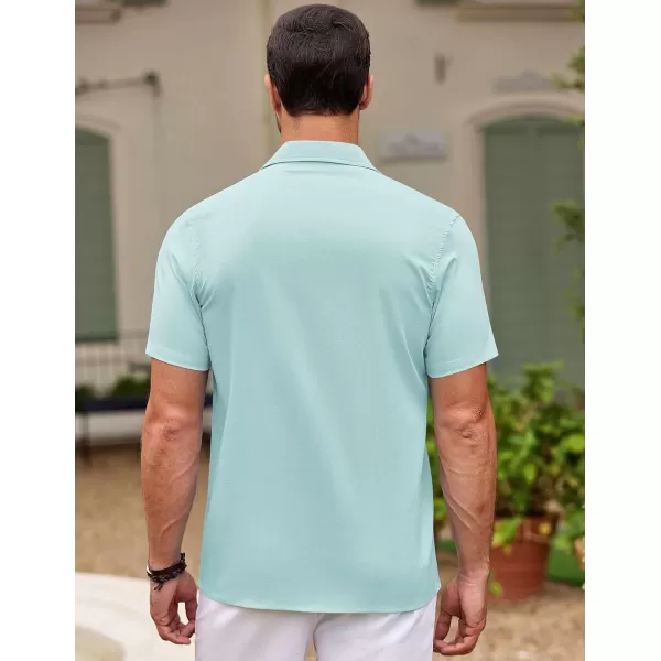 COOFANDY Men's Cuban Guayabera Shirt Short Sleeve Button Down Shirts Casual Summer Beach Shirts