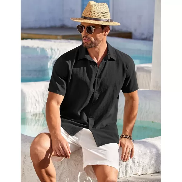 COOFANDY Men's Cuban Guayabera Shirt Short Sleeve Button Down Shirts Casual Summer Beach Shirts