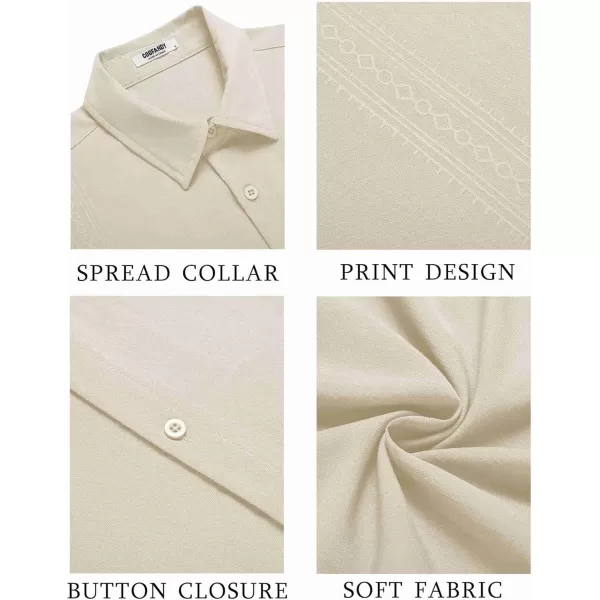 COOFANDY Men's Cuban Guayabera Shirt Short Sleeve Button Down Shirts Casual Summer Beach Shirts