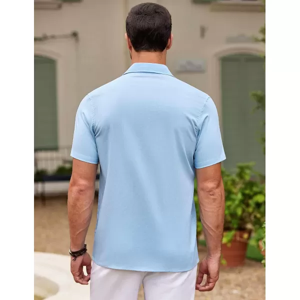 COOFANDY Men's Cuban Guayabera Shirt Short Sleeve Button Down Shirts Casual Summer Beach Shirts