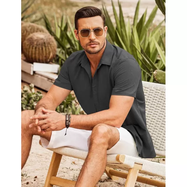 COOFANDY Men's Cuban Guayabera Shirt Short Sleeve Button Down Shirts Casual Summer Beach Shirts