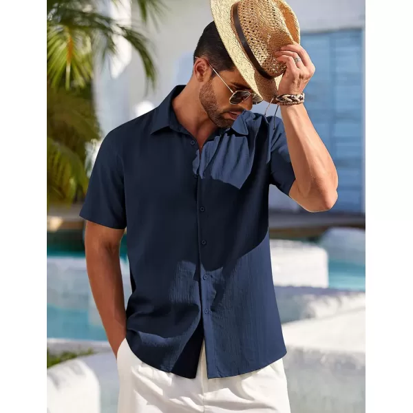 COOFANDY Men's Cuban Guayabera Shirt Short Sleeve Button Down Shirts Casual Summer Beach Shirts