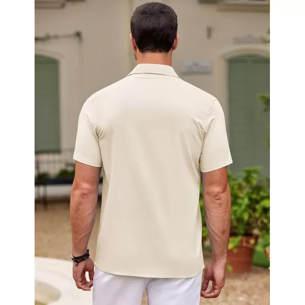 COOFANDY Men's Cuban Guayabera Shirt Short Sleeve Button Down Shirts Casual Summer Beach Shirts