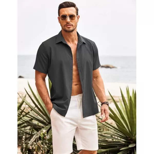 COOFANDY Men's Cuban Guayabera Shirt Short Sleeve Button Down Shirts Casual Summer Beach Shirts