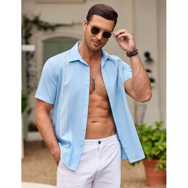 COOFANDY Men's Cuban Guayabera Shirt Short Sleeve Button Down Shirts Casual Summer Beach Shirts