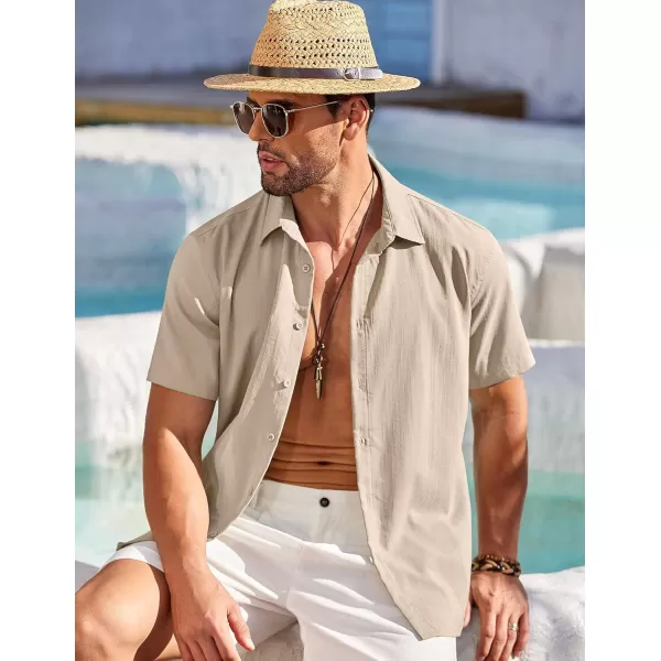 COOFANDY Men's Cuban Guayabera Shirt Short Sleeve Button Down Shirts Casual Summer Beach Shirts