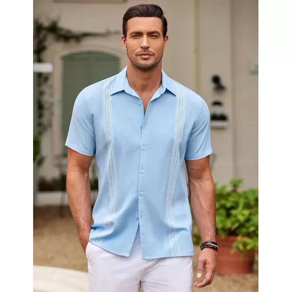 COOFANDY Men's Cuban Guayabera Shirt Short Sleeve Button Down Shirts Casual Summer Beach Shirts